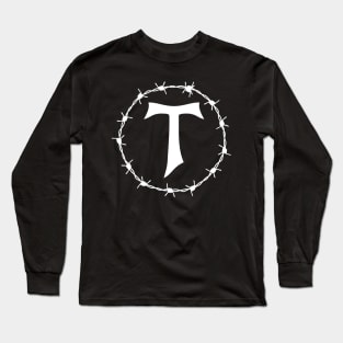 Tau Cross Barbed Wire Saint Francis of Assisi Franciscan Gothic Pocket Long Sleeve T-Shirt